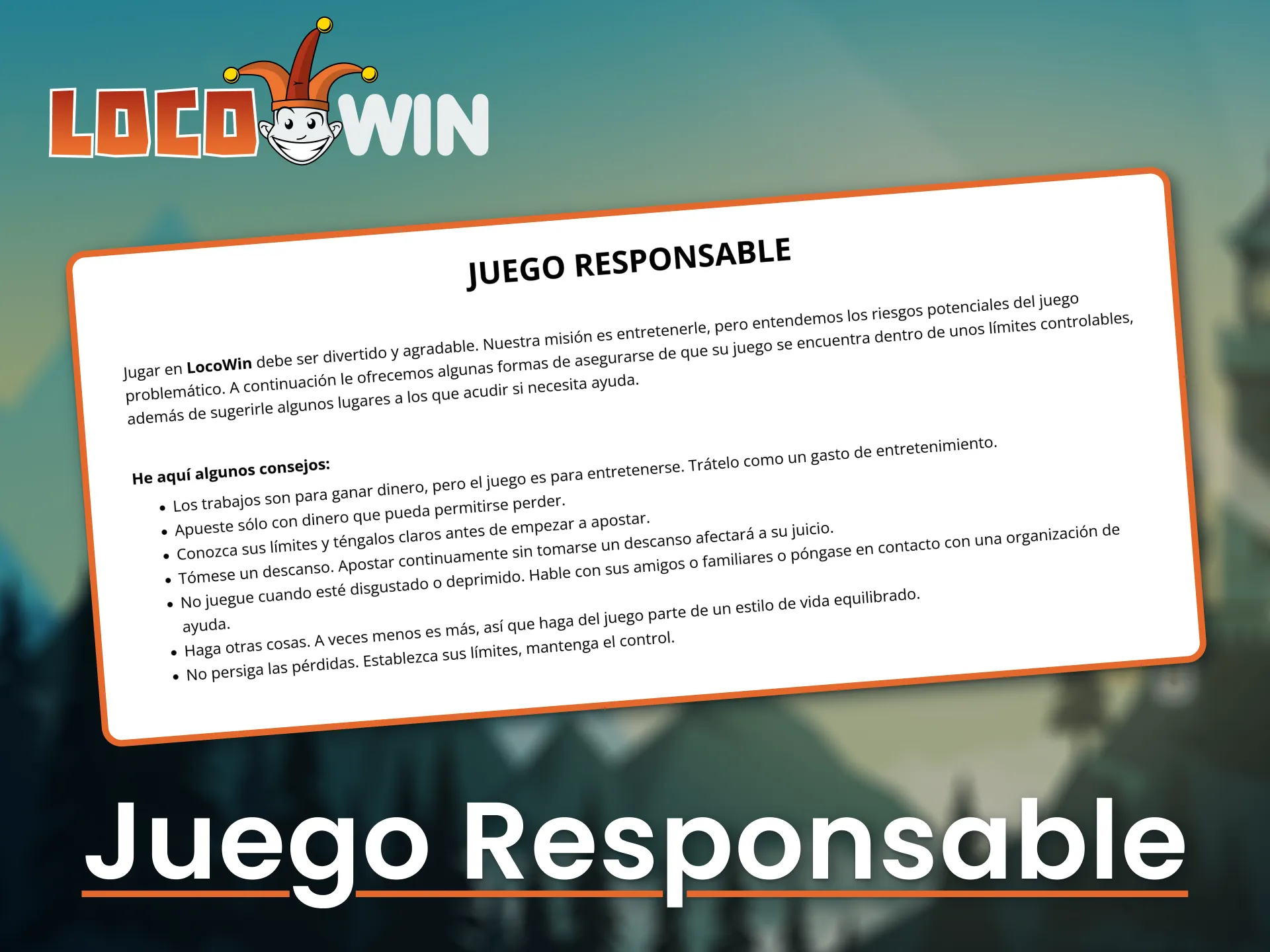Spiele verantwortungsbewusst und hab unbeschwerten Spaß bei LocoWin.
