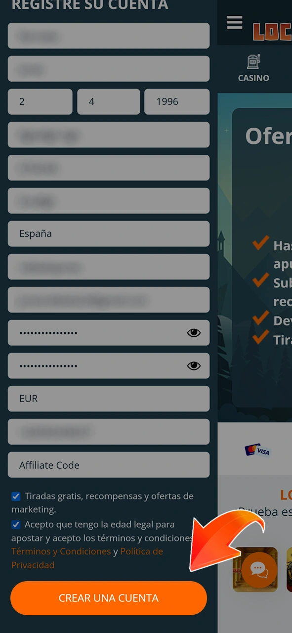 Überprüfen Sie die eingegebenen Daten und bestätigen Sie Ihre Registrierung bei LocoWin.