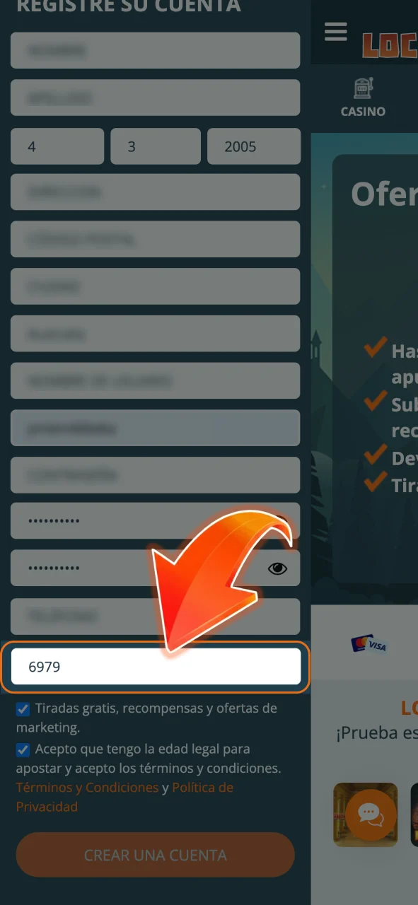 Bestätigen Sie Ihre Nummer bei LocoWin und geben Sie den SMS-Code ein.